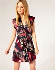 French Connection Butterfly Jersey Tie Waist Dress