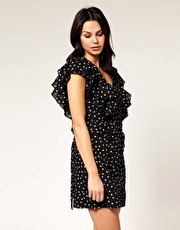 French Connection Dandy Print Flutter Sleeve Dress