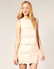 French Connection Laser Cut Leather Shift Dress