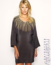 French Connection Maternity Bugle Bead Embellished Neck Shift Exclusive to ASOS