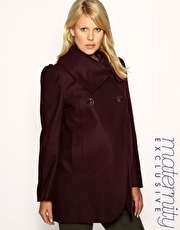 French Connection Maternity Funnel Neck Wrap Coat Exclusive to ASOS