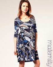 French Connection Maternity Scoop Neck Printed Skater Dress