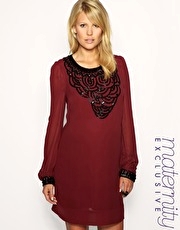 French Connection Maternity V-Neck Embellished Neck Dress Exclusive to ASOS