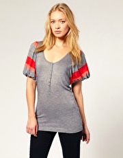 French Connection Millie Gathered Sleeve Stripe Top