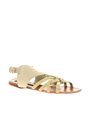 French Connection Palma Suede Multi Strap Flat Sandals