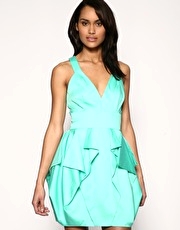 French Connection Pleat Detail Cross Back Detail Dress