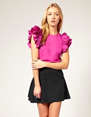 French Connection Pom Pom Sleeve Top
