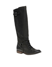 French Connection Rogan Lace Up Knee High Boots With Double Strap