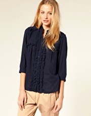 French Connection Ruffle Front Shirt