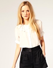French Connection Silk Frill Neck Silk Shirt