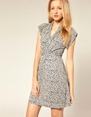 French Connection Tie Waist Tiny Ditsy Dress