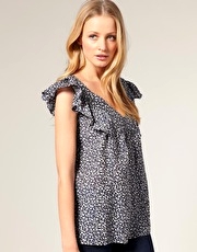 French Connection Tiny Ditsy Frill Top