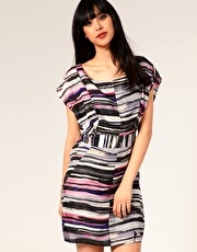 Full Circle Silk Stripe Mini Dress