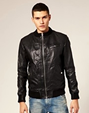 G Star Correct Line Leather Bomber Jacket