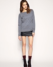 Gestuz Gathered Waistband Leather Mini Skirt