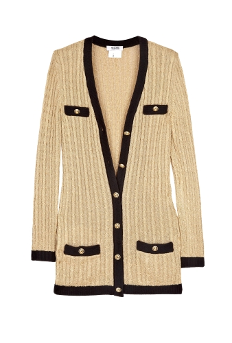 Gold Cable Knit Contrast Cardigan by Moschino Cheap & Chic