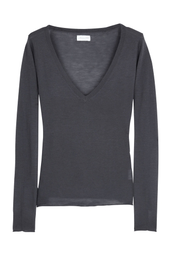 Granite Cashmere Loose Fit V Neck Sweater by American Vintag