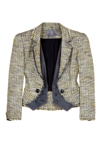 Green Basket Weave Waistcoat Jacket by McQ Alexander McQueen