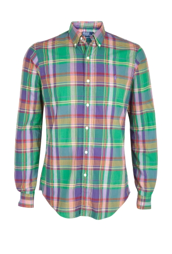 Green Purple Large Plaid Slim Fit Shirt by Polo Ralph Lauren