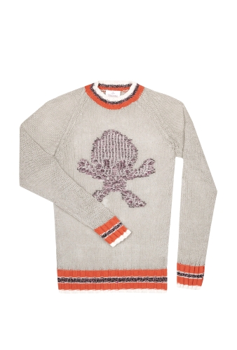 Greige Loose Ladder Detail Pirate Skull Knit by Vivienne Wes