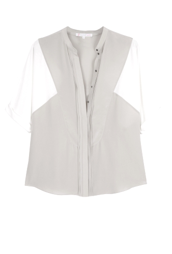 Grey and Cream Dantes Silk Cotton Contrast Blouse by Paul &