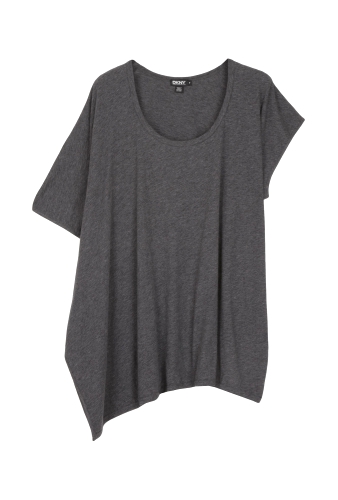 Grey Asymmterical Short Sleeve Tee by DKNY