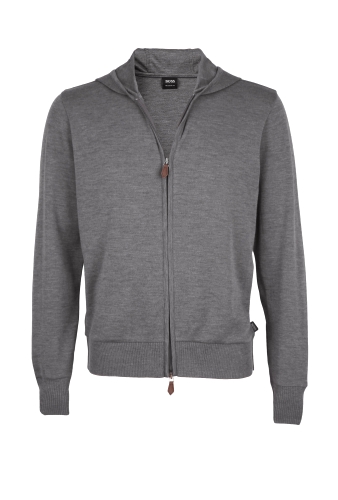 Grey Cashmere Wool Silk Sweat Jacket by Hugo Boss Black