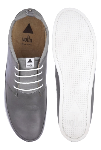 Grey Classic Leather Mid Top Chukkas by Volta