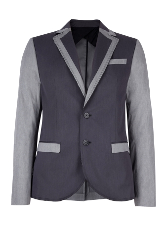 Grey Dual Colour Raw Edge Cotton Blazer by McQ Alexander McQ