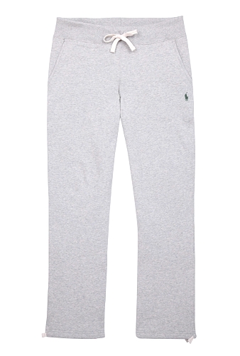 Grey Fleece Green Logo Track Pants by Polo Ralph Lauren