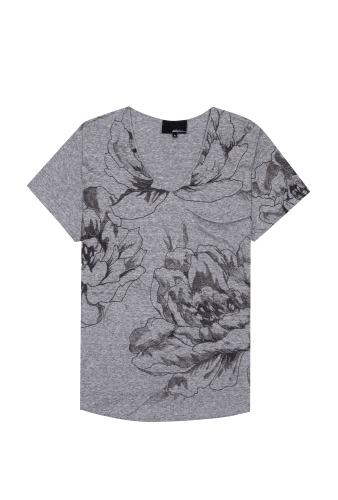 Grey Flower Print Classic Tee by 3.1 Phillip Lim