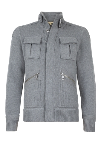 Grey Four Pocket Heavy Knit Cardigan by Burberry