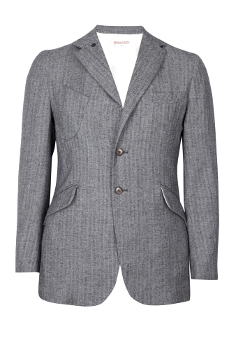 Grey Herringbone Four Pocket Blazer by Heritage Research
