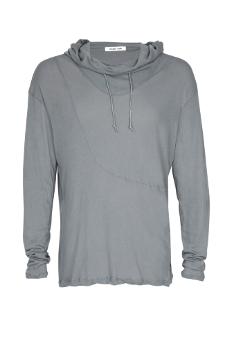Grey Light Cotton Cowl Hoody Top by Helmut Lang