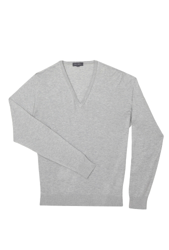 Grey Marl Cotton Havant V Knit by John Smedley
