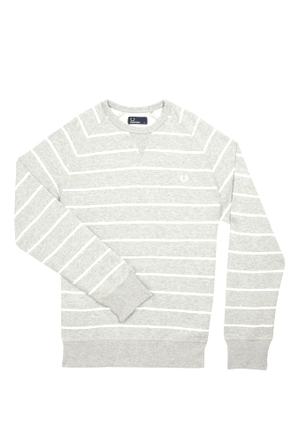 Grey Marl Line Stripe Sweat Top by Fred Perry