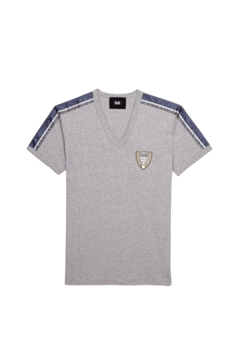 Grey Marl V Neck Sports Tee by D&G Dolce & Gabbana