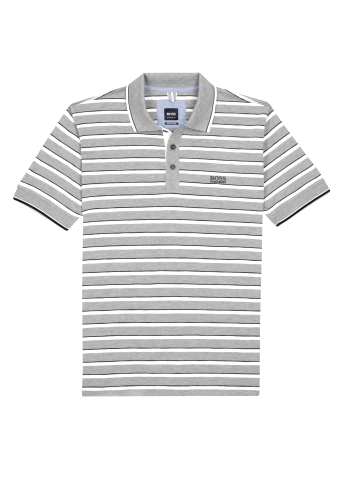 Grey Mid Stripe Pique Polo by Hugo Boss Black
