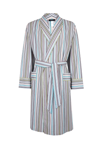Grey Multi Stripe Cotton Robe by Paul Smith Accessories