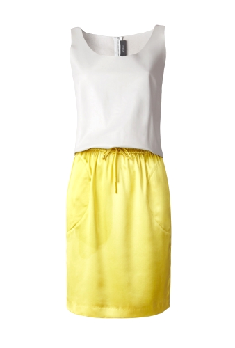Grey Tracy Leather Combo Dress by Joseph