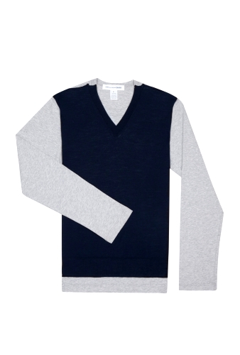 Grey V Neck Applique Front Top by Comme des Garcons Shirt