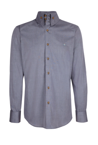 Gunmetal Grey Cotton High Collar Shirt by Vivienne Westwood
