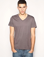 HE by Mango V-Neck Plain T-Shirt