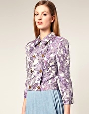 House of Holland Double Breasted Jacket In Leaf Brocade