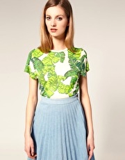 House of Holland T-Shirt with Leaf Print