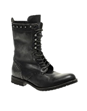 Hudson for ASOS Leather Distress Hardwear Lace Up Boots