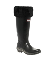 Hunter Hampstead Tall Shearling Cuff Wellington Boot