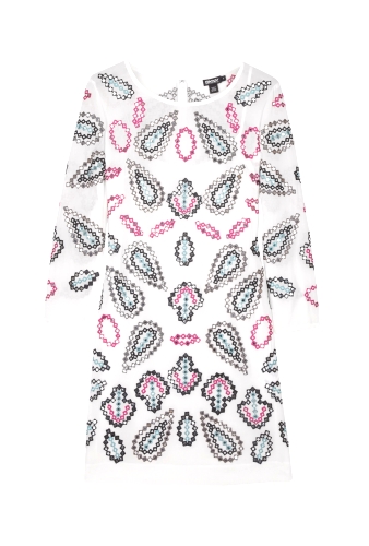 Ivory Paisley Mirrored Embroidered Dress by DKNY