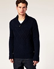 Jack & Jones Cable Shawl Collar Jumper