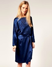 Jaeger London Geo Trim Silk Dress